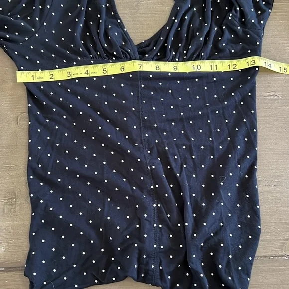 We The Free What a Babe Navy and White polka dot Bell Sleeve Blouse - Picture 8 of 9